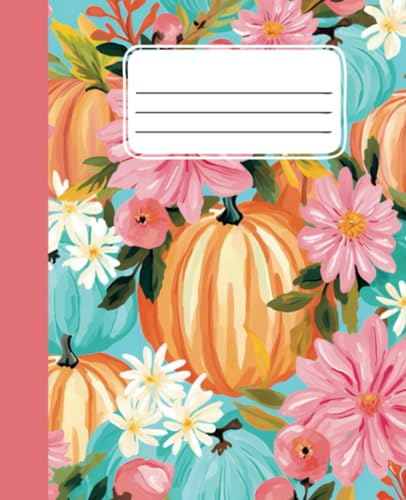 Tolles Kürbis-Herbstmotiv liniertes Notizbuch mit 110 Blättern – jede Seite hat ein süßes Kürbis-Herbstmotiv | ung. DINA4 |