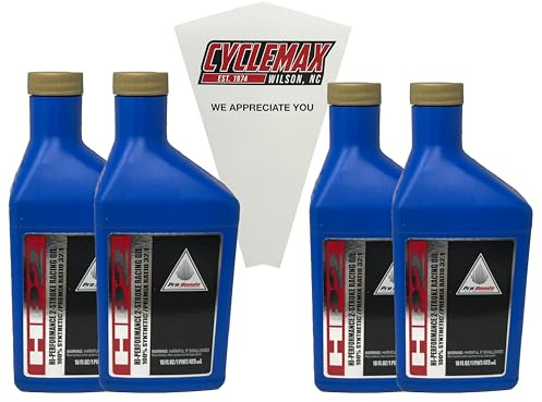 Cyclemax Four Pack compatible with Honda HP2 Synthetic 2 Stroke Oil Pint 08C35-AH21S01 Contains Four 16oz Bottles and a Funnel