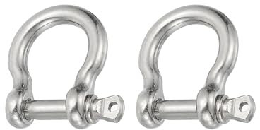 PATIKIL Screw Pin Shackle 4mm 5/32 220lb, 2Pcs 304 Stainless Steel Forged Bow Shackle Marine Grade for Chains Wire Rope Outdoor, Silver