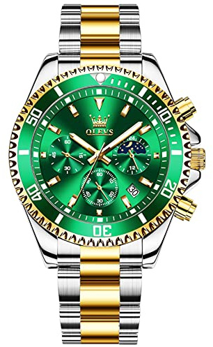 OLEVS Uhren Herren Chronograph Wasserdicht Analog Quarz Uhr Herren Mode Lässig Business Leuchtend Edelstahl Großgesicht Herrenuhr