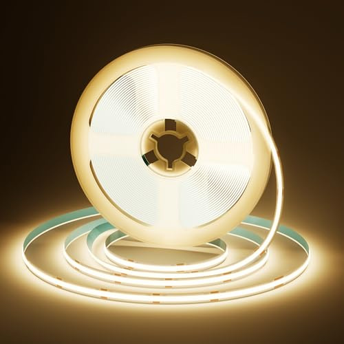 Realky COB LED Streifen 5m, 4000K Naturweiß, Dimmbar mit Fernbedienung, Selbstklebend, 24V, 36W, LED Fernseher Beleuchtung, Hell für Küche, Wohnzimmer, Treppe, Schlafzimmer