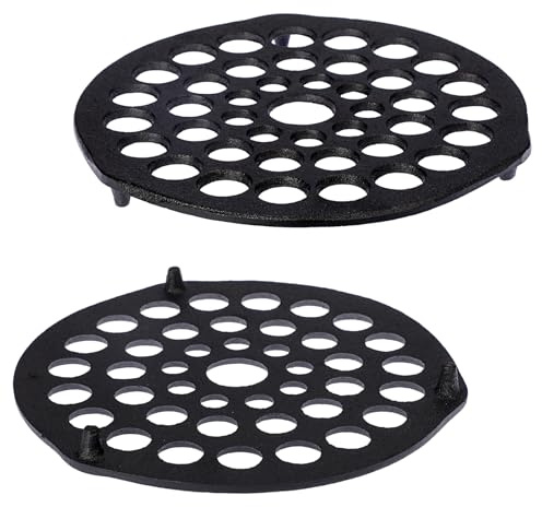 OLegei Dessous de Plat en Fonte Vintage, Grille à Viande, Lot de 2, D20.5cm | protéger Les Plats Chauds, Support pour Casserole, fours hollandais (Noir, rond)