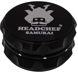 Headchef Samurai Herb Grinder, 62mm, 2-Part, Aluminium, Multiple Colours (Black)
