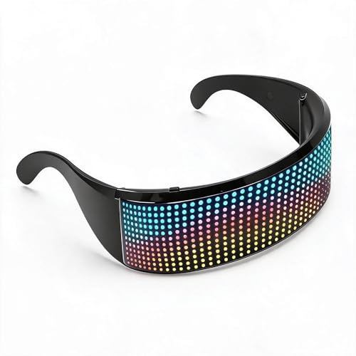 Sxhlseller LED -Gläser Bluetooth App Kontrolliert RGB Leuchten mit Anpassbaren Textanimations- und Soundreaktivmodi - Glow Party Eyewear für Festival -Cosplay Raves Events