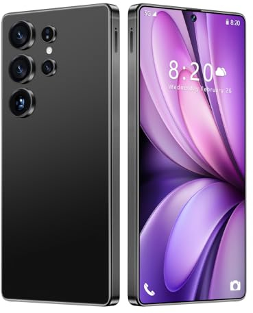 Smartphone S25 Ultra Débloqué Sans SIM, Android 14, Écran 7,3, 16Go 1To, Batterie 8000mAh, Appareil Photo 72 Mpx 108 Mpx, Double SIM 5G, Reconnaissance D'empreintes Digitales GPS,Black-7.3 Inch