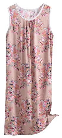 Robe De Nuit Longue Nuisette – Robe De Nuit Longue Femme Manches Courtes Tenue D'Intérieur Femme Coton Pyjama En Satin Soie – Fente Latérale – Robe Nuit Mignon