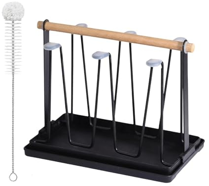 Vexaflow Flaschenhalter, Kompatibel mit SodaStream, Flaschen Tassenhalter mit Abtropfschale für Verschiedene Flaschen und Tassen, Duo und Babyflaschen, 6 er Flaschenständer Abtropfgestell