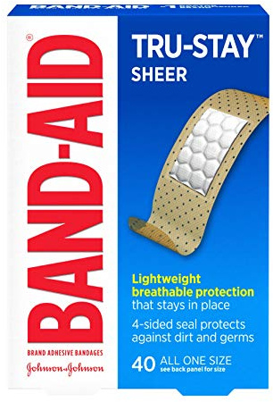 Band-Aid Brand Tru-Stay Sheer Strips Adhesive Bandages for First Aid and Wound Care, All One Size, 40 ct