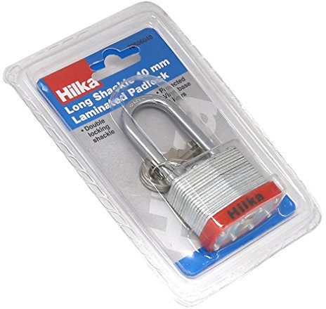 Hilka 70606040 Lucchetto laminato ad arco lungo, 40 mm