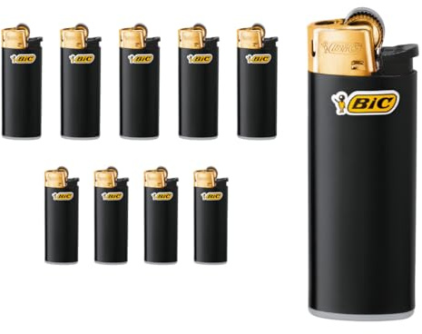 Bic J25 - Accendino mini nero/oro, 10 pezzi