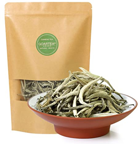 GOARTEA Silver Needle Thé Blanc 250g 8.8oz Premium White Tea Baihao Yinzhen Chinese Silver Tips Loose Leaf - Low Caffeine