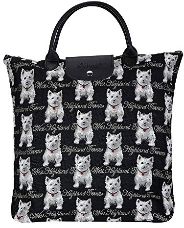 Signare Sac de shopping pliable réutilisable , Tissu, westie, Taille M