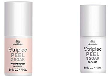 alessandro Striplac Peel or Soak Baby Pink – LED-Nagellack in natürlichem Rosé – 1 x 8ml & Striplac Peel or Soak Top Coat – LED-Überlack für eine perfekt glänzende Farblackierung – 1 x 8ml