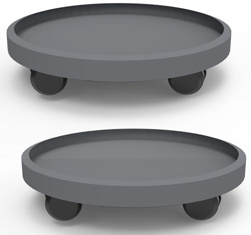 2 Pack of 14 Inch Heavy Duty Plant Caddy with Wheels,Rolling Plant Stand Pot Trolley,Wheeled Planter Saucer Tray,Potted Flower Mover Dolly with Casters Round Coaster for Indoor Outdoor