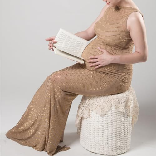 Robe de Photographie de maternité - Robe de fête Sexy Brillante avec Strass - Extensible, doré, 38-51