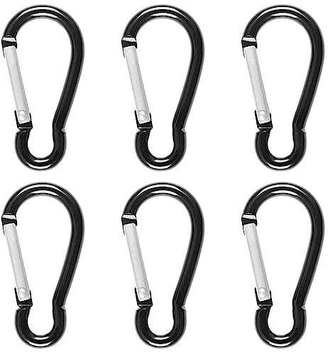 6 Stück Karabiner Set,Karabiener Minikarabiner 4 x 1.9cm, Belastbarkeit kleine Karabinerhaken Klein Aluminium Normalkarabiner Carabiner für Camping Reisen Wandern Rucksack Gürtel-Schwarz