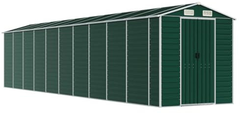 vidaXL Garden Shed | Green | Galvanised Steel | Large | Garden Shed