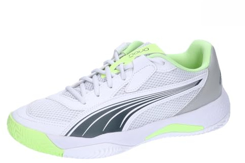 PUMA Unisex Nova Court tennissko, Puma vit lysande blå fizzy äppelskugga grå, 42.5 EU