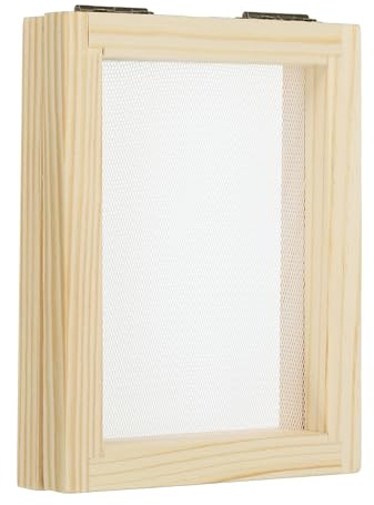 PATIKIL 4x5 A7 Holz Papier Herstellung Sieb Papier Form Papierherstellung Form Bütten Druck Rahmen für Selbermachen Papier Bastel Gerät Getrocknete Blume Handarbeit Natürliche Farbe