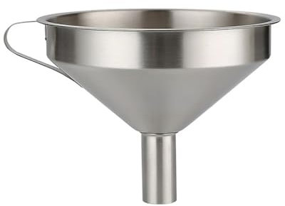 Embudo de boca ancha de acero inoxidable con filtro extraíble para aceite de cocina y embudo de metal líquido para enlatado y herramientas de cocina, tamaño grande, 1 unidad