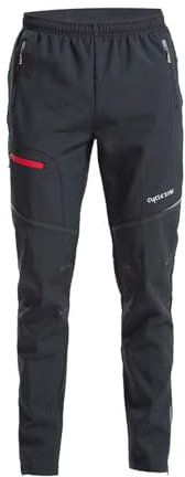 Herren Fahrradhose Thermo Fleece Radhose Wasserdicht Winddicht Softshellhose Warm Wanderhose Lang Outdoor Radfahren MTB für Winter (DE/NL/SE/PL, Alphanumerisch, 3XL, Regular, Regular, Schwarz)