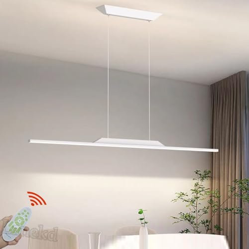 Esstischlampe LED Pendelleuchte Hängelampe Esszimmer Esstisch Dimmbar Hängeleuchte Modern Linear Wohnzimmer Küchen Hängend Lampe Höhenverstellbar Pendellampe Büro Bar Schlafzimmer (Weiß, L100cm)