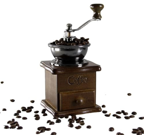 Macinacaffè Vintage - Macinacaffè Manuale, Rullo Macinacaffè A Mano In Legno | Antico Macinacaffè Con Manovella In Ghisa Per Fare Caffè A Rete, Decorazione