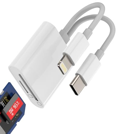 Lettore di schede USB C Lightning a SD Micro SD (2 in 1) TF Card Reader per iPhone16 15 14 13 Pro per iPad Type C Adattatore per fotocamera digitale Apple Foto Memory Stick Cavo Thunderbolt