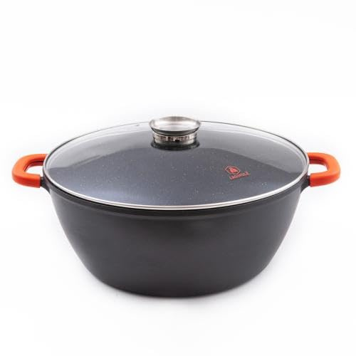 Faitout noir 44cm revêtement céramique - RobuCook | Revêtement Céramique, Effet pierre, Sans PFOA ni PFAS, Poignées en silicone