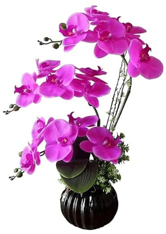SdaryWare Orchidées artificielles avec Vase Orchidée Artificielle PU Fleur Artificielle 50 cm Fleurs de phalaenopsis artificielles Décoration d'intérieur Fausse Fleur,