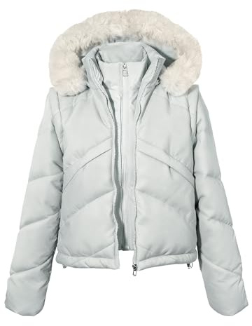Jywmsc Chaqueta Acolchada Corta para Mujer Abrigo de Invierno con Capucha Chaleco Térmico Corto acolchado de Plumón