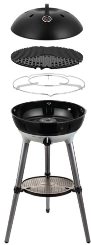 Carri Chef 40 BBQ QR, Portable Gas BBQ Grill, Ceramic GreenGrill Coating, 39cm Grid, Dual Height Legs, Dome Lid with Thermometer, Storage Bag Included