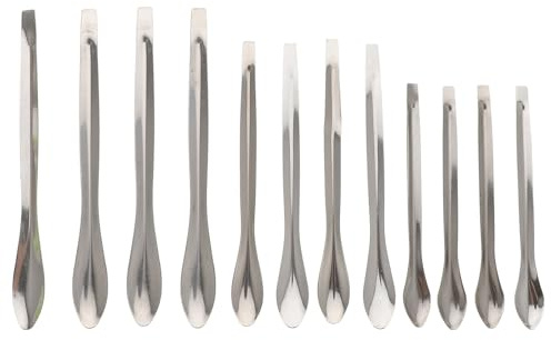 TOYANDONA 12 Cucharas Medidoras de Acero Inoxidable para Experimentos 4 Juegos de Cucharas Medidoras Útiles Superficie Lisa Herramienta de Laboratorio para Química y Muestras Biológicas