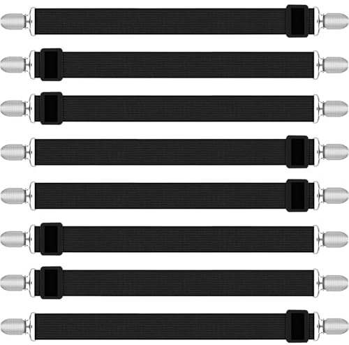 hankousi Bettlakenspanner, verstellbar, Nylon, elastische Bänder mit 30 cm Bändern für Matratze, Sofabezug und Planensicherung, komplettes 8-teiliges Set: Dieses Bettlakenspanner-Set bietet 8 Stück