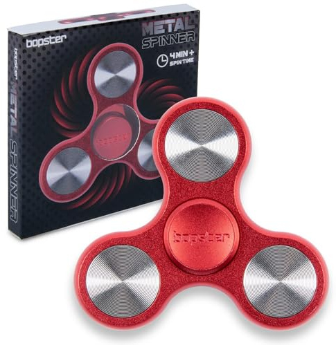 bopster Spinner in metallo, spinner portatile tri-fidget per bambini e adulti, 4+ minuti di tempo di filatura, 73 g, giocattolo da scrivania liscio per la gestione dello stress, la concentrazione
