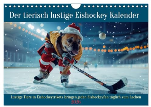 Der tierisch lustige Eishockey Kalender (Wandkalender 2026 DIN A4 quer), CALVENDO Monatskalender: Lustige Tiere in Eishockeytrikots bringen jeden Eishockeyfan täglich zum Lachen (CALVENDO Sport)