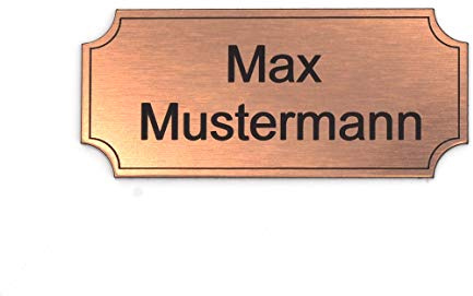 Gravurheim Briefkastenschild Türschild individuelle Gravur Name | selbstklebend - personalisiert | Kunststoff - Plastik | (8x3,5cm Rechteck Hohlkehle mit Umrandung, Bronze-Schwarz)