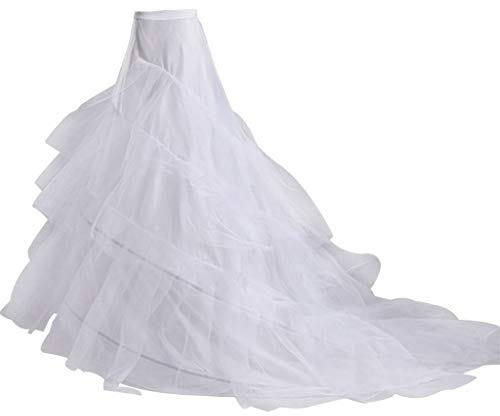 GUMEI Sottoveste 3 Strati Filato 2 Cerchi Sposa Abito da Sposa Gonna Lunga Sottoveste Sottogonna Elastico in Vita con Coulisse Regolabile a Coda di Pesce Gonne Antiscivolo