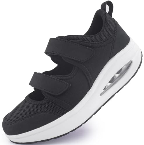 Womens Trainers Breathable Nurse Work Shoes Non-Slip Adjustable Comfortable Walking Running Casual Nursing Orthotic Lightweight Shoes Arthritis, Diabetes, Plantar Fasciitis Red UK-6