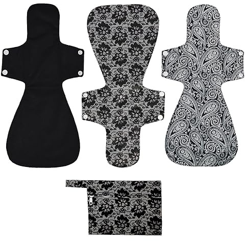 ReUseLife 4 Pack 16 Inch Cloth Menstrual Pads,Reusable Washable Overnight or Post Partum Absorbency Pads,Unscented