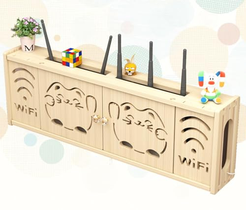 WLAN Box Verstecken,Router Schrank Weiss WLAN Box Router Holz Weiß Kabel Verstecken Box Wand Kleines SchräNkchen,B-71x24cm