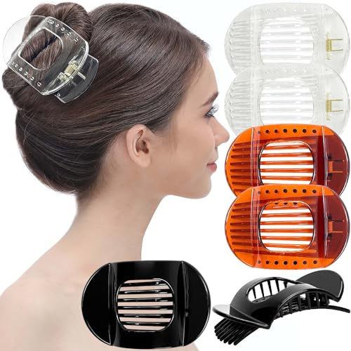 RC ROCHE 6 Stück Flache Entenschnabel, Groß Transparent Braun Schwarz | Duckbill Hair Clips, Flache Haarklammer, Kein Knick, Liegt Flach am Kopf, French Twist, Dutt, Rutschfest, Halboffene Frisuren