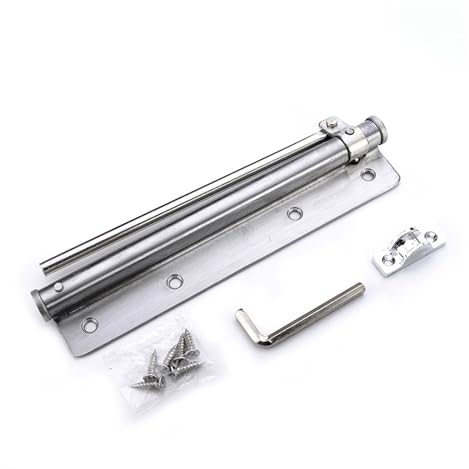 ZoRHac Automatische Türschließer, Türschließer, Edelstahl, automatische Türfeder, silberfarben, Stärke for Zuhause, Büro, Tür, Brandschutz, Tor, 40 kg, Verstellbarer Türschließer, Türöffner
