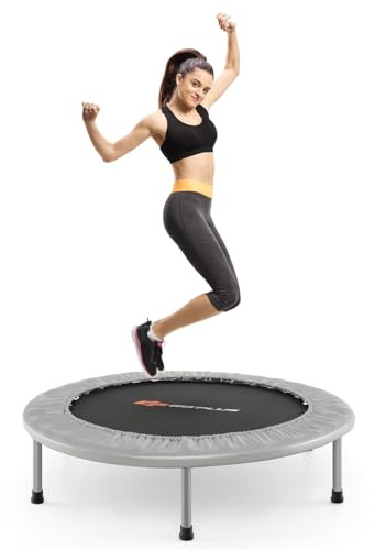 COSTWAY Trampoline Fitness Pliable Ø97cm, Charge 150 kg, Tapis en PP, 32 Ressorts en Acier, 6 Patins Antidérapants, Trampoline Enfants Adultes Interieur, 360° Protection, Argenté