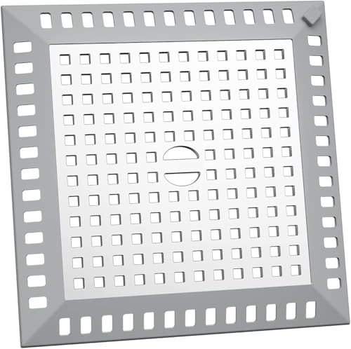 PacuM Shower Drain Hair Catcher, 12.2 x 12.2 cm Shower Drain Cover | Shower Strainer Shower Stall Protector Stainless Steel and Silicone Fits Bathroom Shower Tray Bathtub Floor Drain Up to 12cm