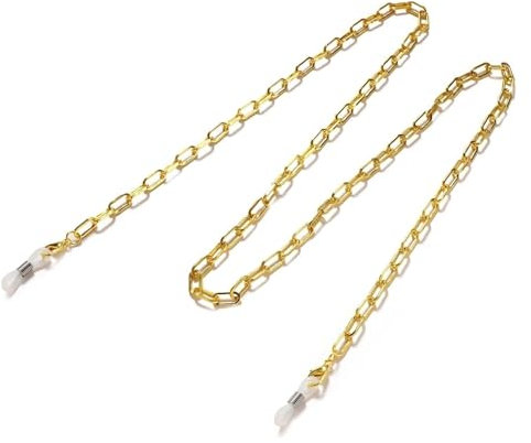 MBHHU Brillenketten, Brillenband, Sonnenbrillen-Gold-Gliederketten, Gothic, for Damen und Herren, Maskenbrille, Perlenkette, Brillenband, Brillenketten(Gold)