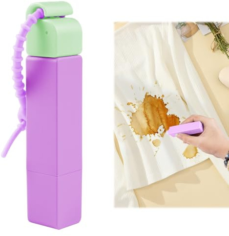 Fleckentferner Stift, 2 in 1 Aktiver Radiergummi und Bürste für Kleidung, Tragbarer Instant Fleckentferner Stift für Kleidung Bleichen, Reise Reinigungsmittel, Fleckentfernung Sofort (1, Lila)