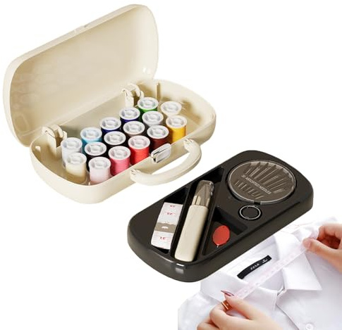 Tragbares Nähset, Nadel- Und Garn-Set, Bastelbedarf Mit Schere, Faden, Maßband in Doppelschicht Etui Für Damen, Erwachsene, Reparatur von Kleidung Unterwegs