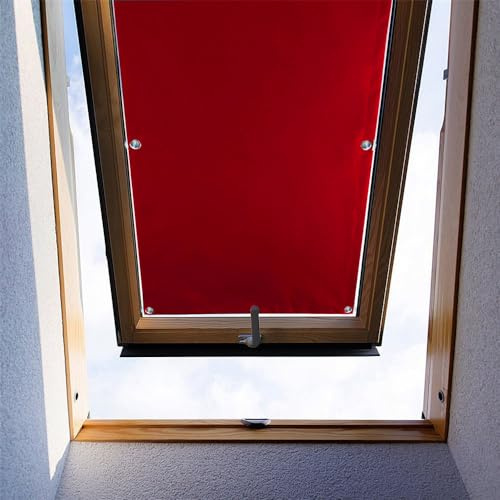 Ygann Dachfenster Rollo Thermo Sonnenschutz Verdunkelungsrollo für Dachfenster UV Schutz mit Saugnäpfe ohne Bohren ohne kleben (Hellrot,96x158cm)