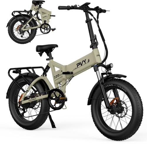 PVY Elektrofahrrad Faltrad 20×4.0 Zoll 250W 48V 16.5Ah,8S Klappsystem, 120km Reichweite, Vollfederung, 6061 Aluminiumlegierung,Cityrad Trekking All-Terrain mit LCD Display Scheinwerfer